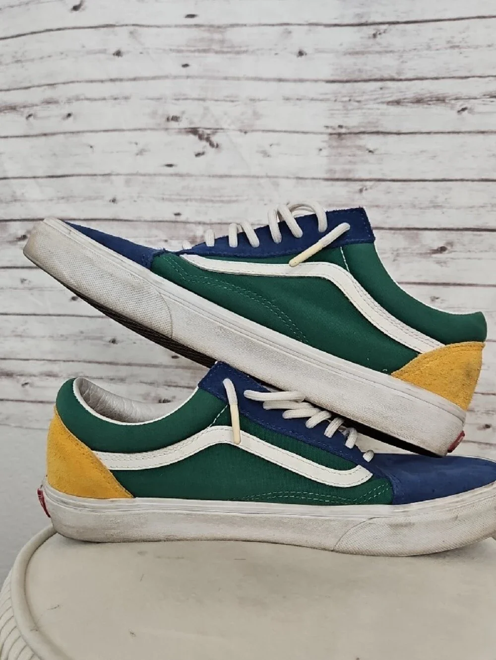 Vans Men's Multicolor Low-Top Sneakers - Blue, Green & Yellow